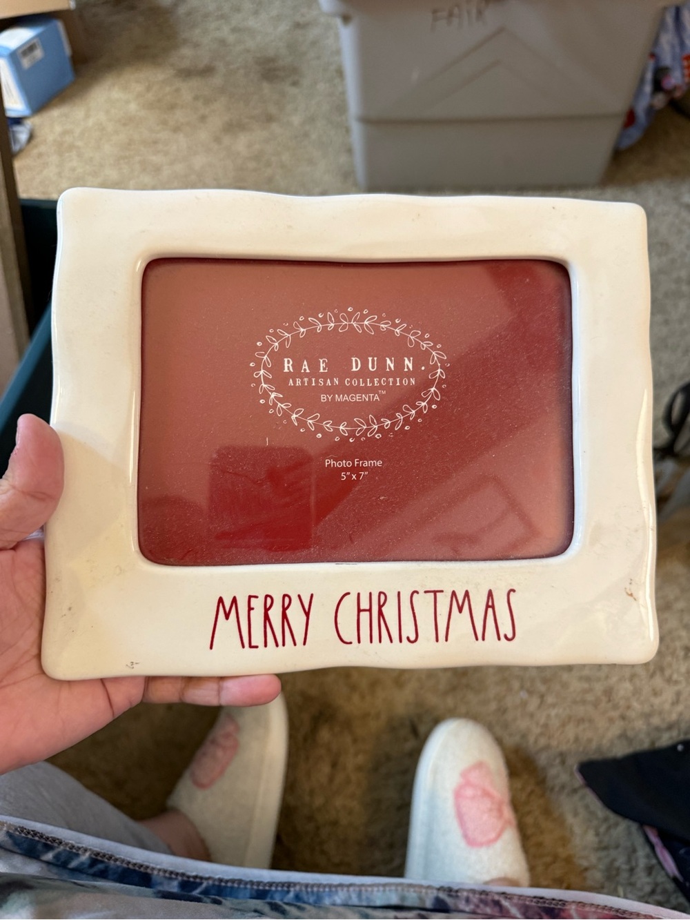 Rae Dunn White Ceramic Frame with Red Insert - Merry Christmas